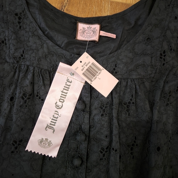 NWT Juicy Couture Eyelet embroidered floral ruffle Mini dress large Boho Twee - Picture 6 of 13